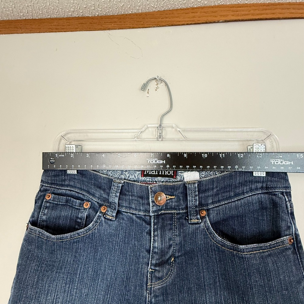 Marmot Jeans Womens 4 Dark Wash Slim Straight Leg Embroidered Gorpcore Denim - Picture 5 of 7